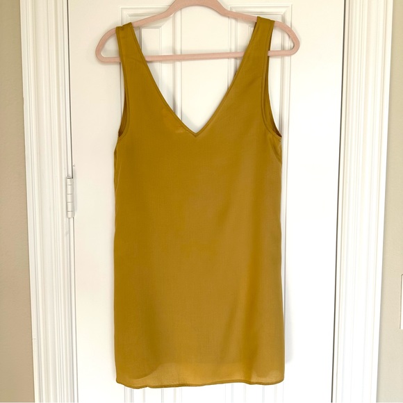 SEE BY CHLOE Stretch Crepe Dress with Long Sleeves in Muted Gold - Slip Included - Picture 14 of 14